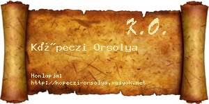 Köpeczi Orsolya névjegykártya